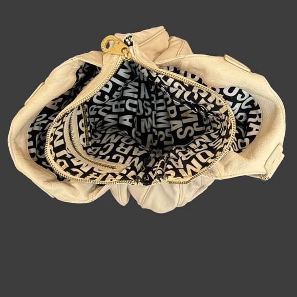 Marc by Marc Jacobs Classic Q Slouchy Satchel Shoulder Tote – Beige Pebbled Leat - Picture 7 of 16